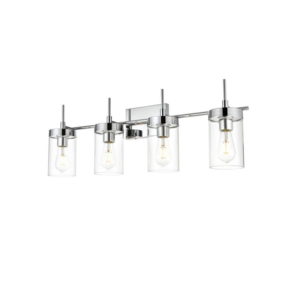 Alt View 1. Living District - Benny 4 light Chrome and Clear Bath Sconce - Chrome And Clear.