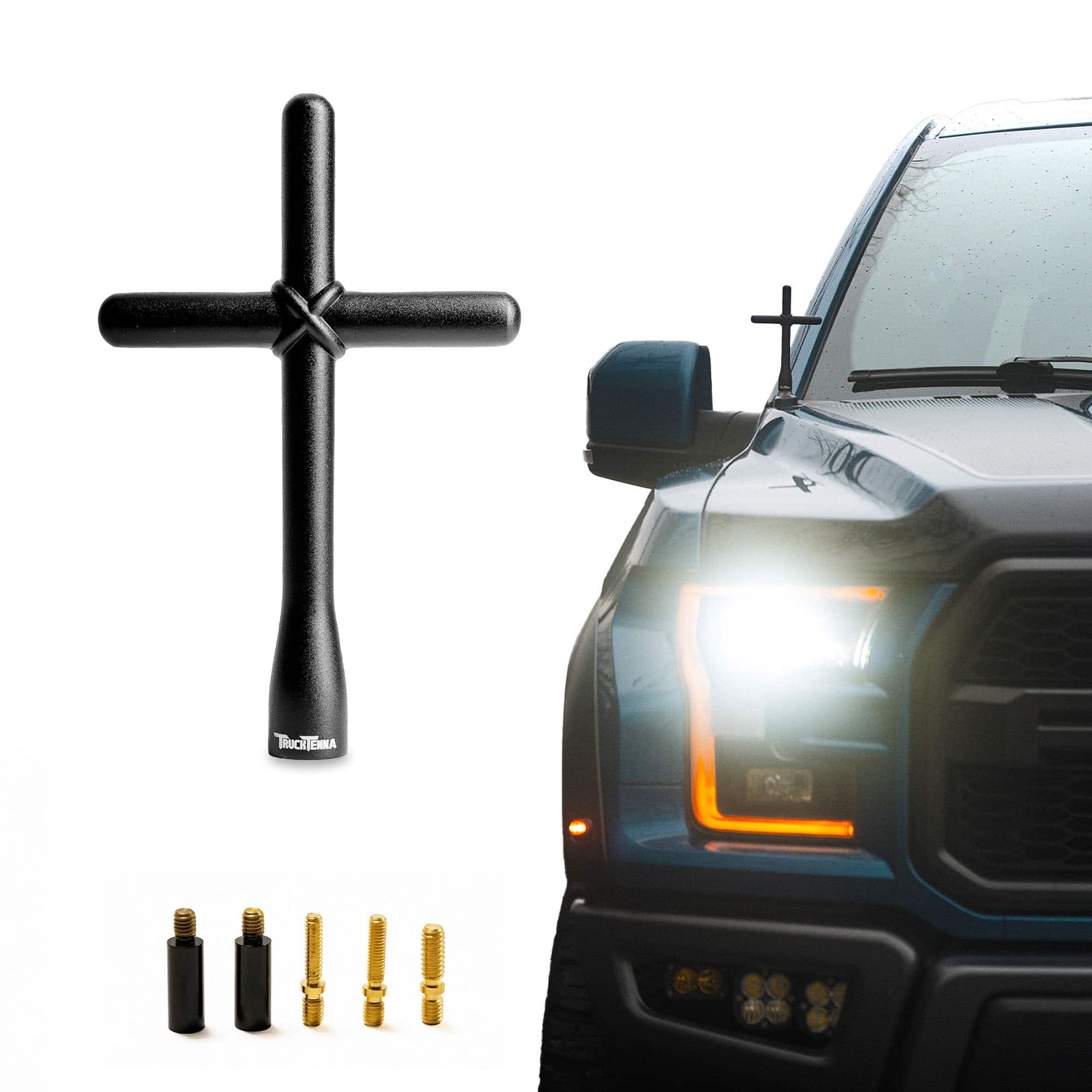 TruckTenna - Cross Antenna for Trucks, Stubby Antenna Replacement - Black