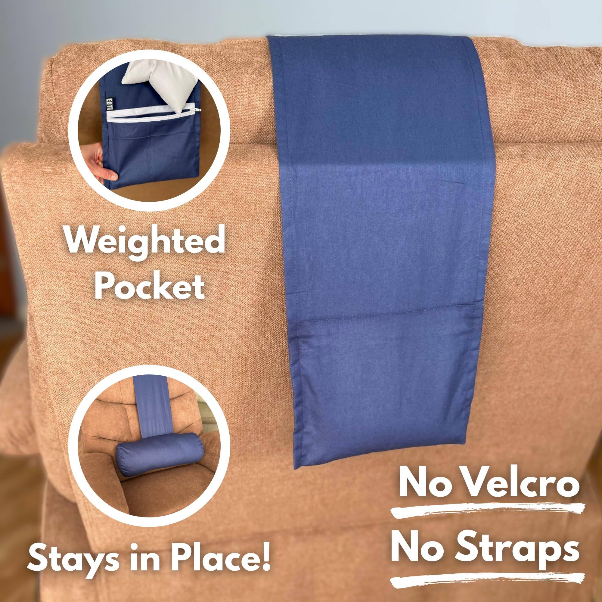 Weighted Pocket  
Stays in Place!  
No Velcro  
No Straps
