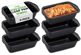 NutriChef - 6 Piece Set of Non-Stick Loaf Pans, Grip Handles, Home Kitchen Bake Pans - Black