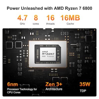 GEEKOM A6 Mini PC, AMD Ryzen 7 6800H, 16GB DDR5 RAM, 512GB M.2 GEEKOM A6 Mini PC, AMD Ryzen 7 6800H, 16GB DDR5 RAM, 512GB M.2