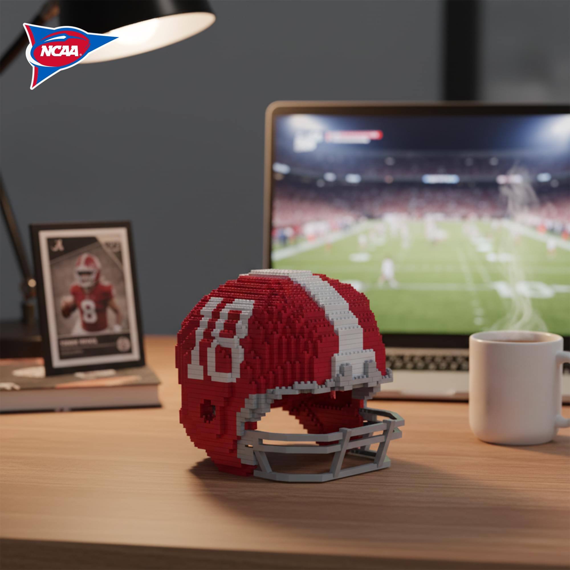 Alt View 3. Forever Collectibles - Alabama Crimson Tide NCAA BRXLZ Helmet 1317-Piece Building Block Set - Red.