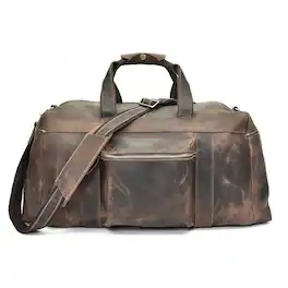 Steel Horse Leather - The Colden Duffle Bag | Large Capacity Leather Weekender - Dark Brown