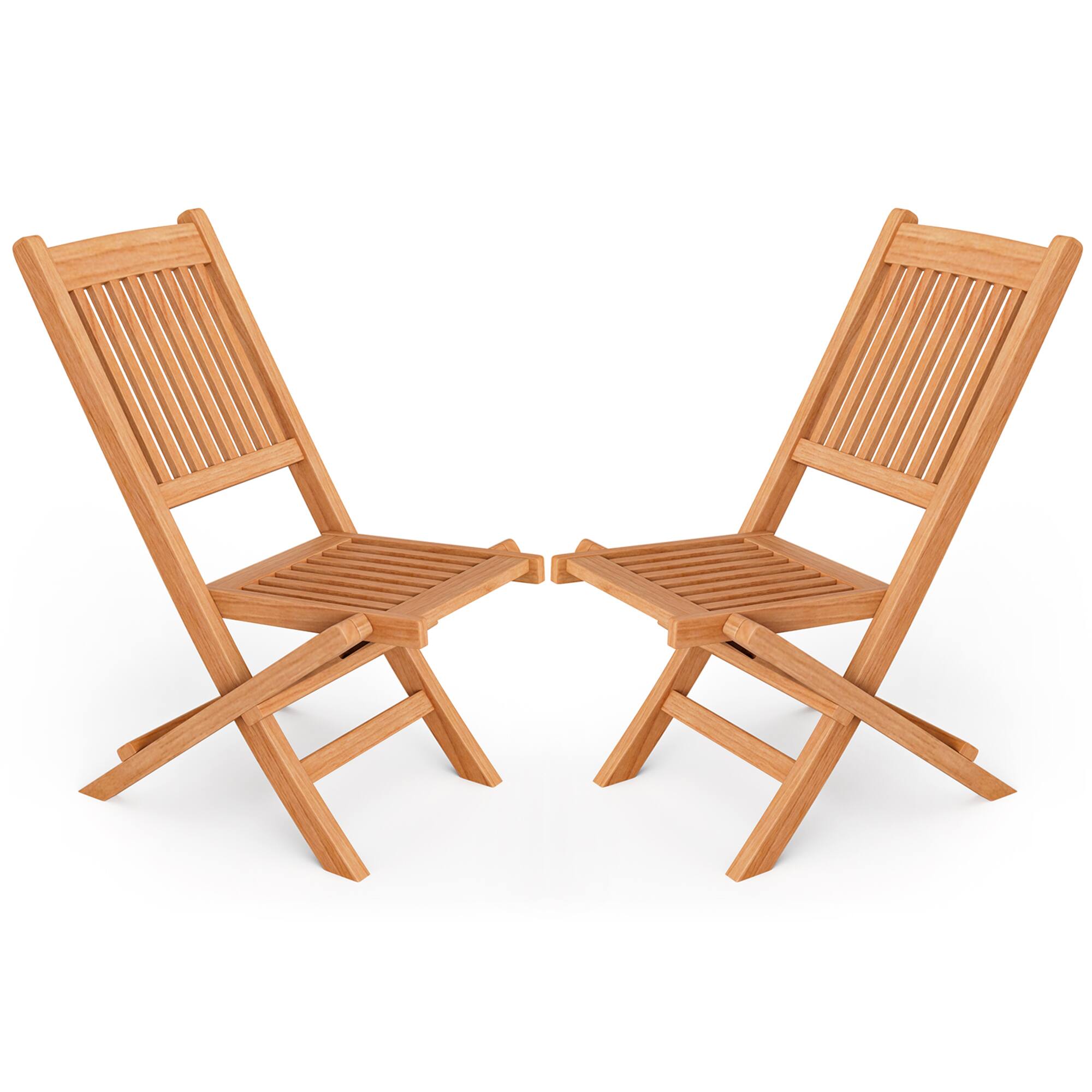Alt View 1. Gymax - Gymax Set of 2 Indonesia Teak Wood Outdoor Chair Folding Portable Patio Chair w/ Slatted Seat & Back - Natural.