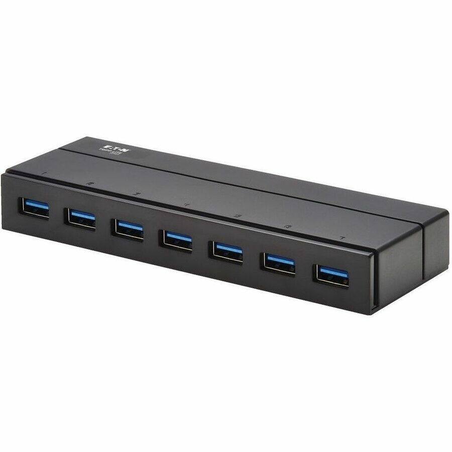 Alt View 1. Tripp Lite - Eaton Tripp Lite Series 7-Port USB-A Mini Hub - USB 3.x (5Gbps), International Plug Adapters - USB 3.2 (Gen 1) Type A - - Black.