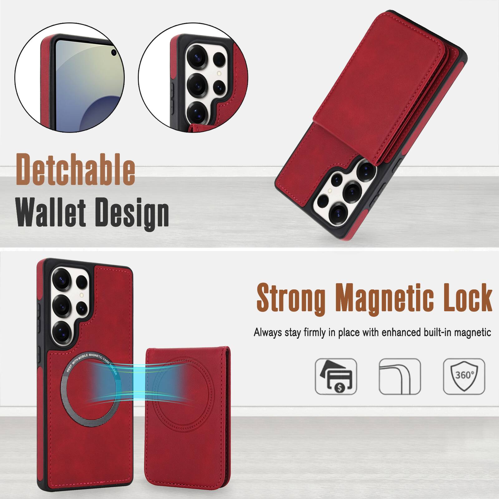 Detachable Wallet Design

Strong Magnetic Lock
Always stay firmly in place with enhanced built-in magnetic

$360