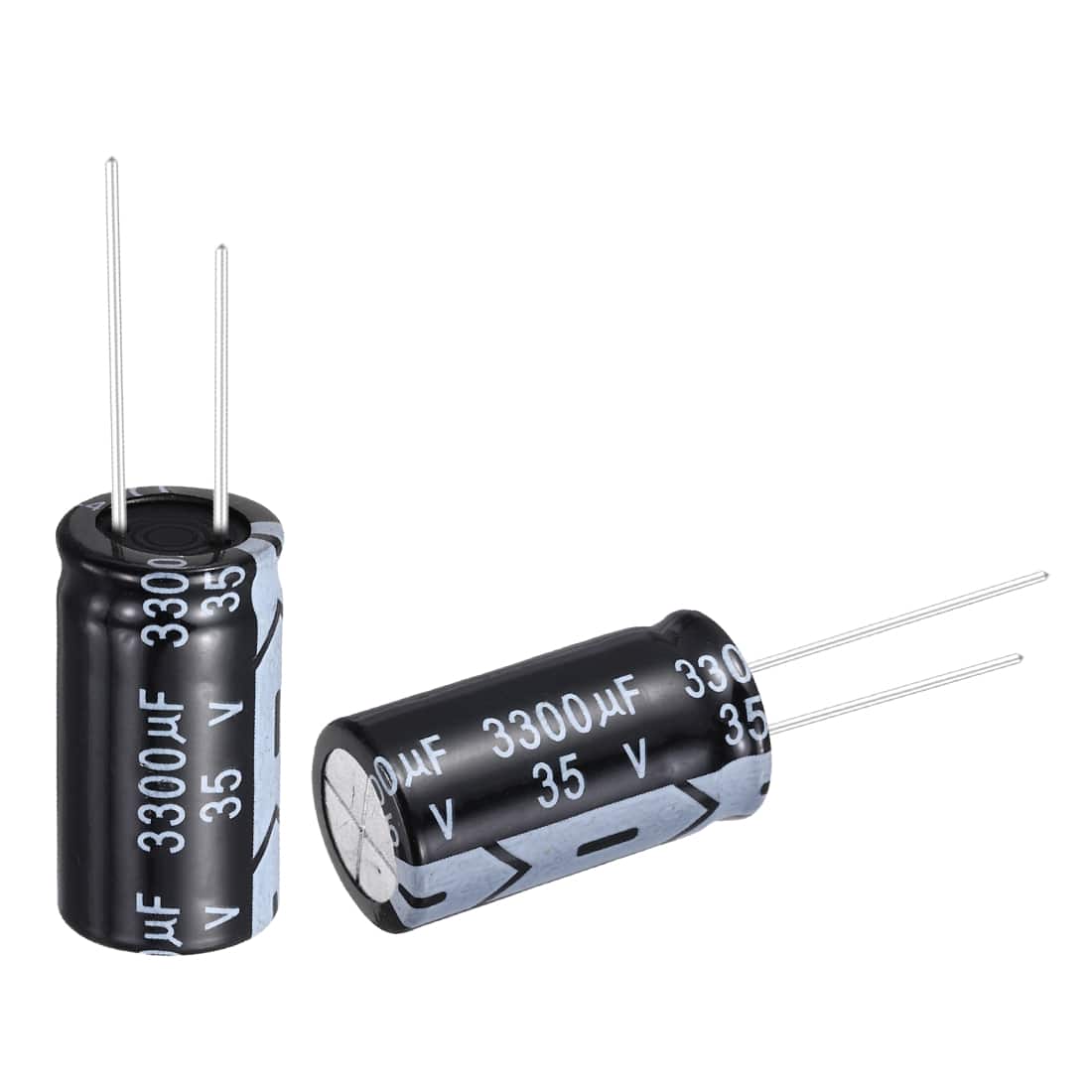 Unique Bargains - 3300uF 35V 16x31mm Electrolytic Capacitor, Radial Leads Aluminum, 12pcs, for Power Supplies/Audio/Lighting - Black