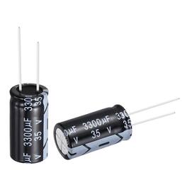 Unique Bargains - 3300uF 35V 16x31mm Electrolytic Capacitor, Radial Leads Aluminum, 12pcs, for Power Supplies/Audio/Lighting - Black