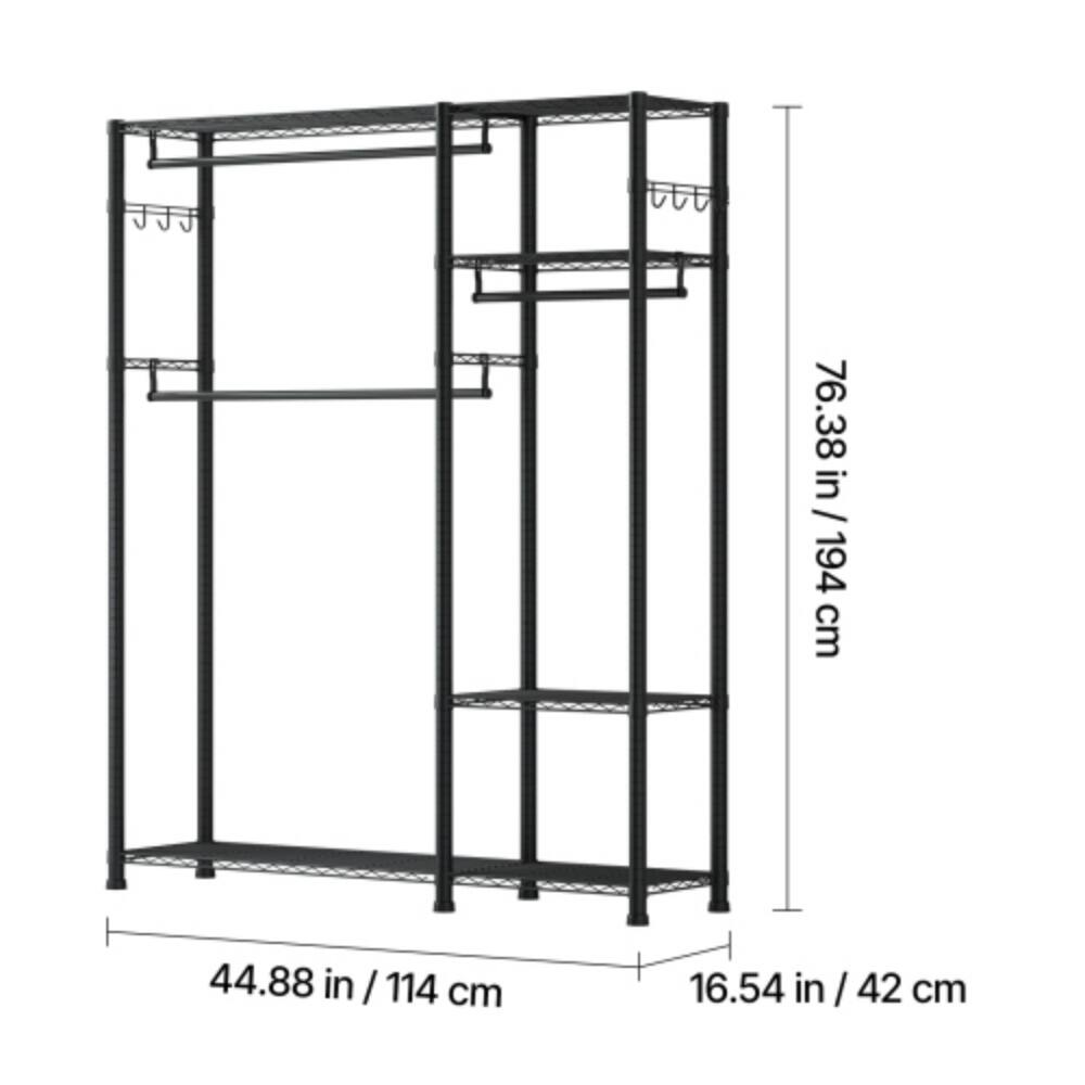 76.38 in / 194 cm  
44.88 in / 114 cm  
16.54 in / 42 cm