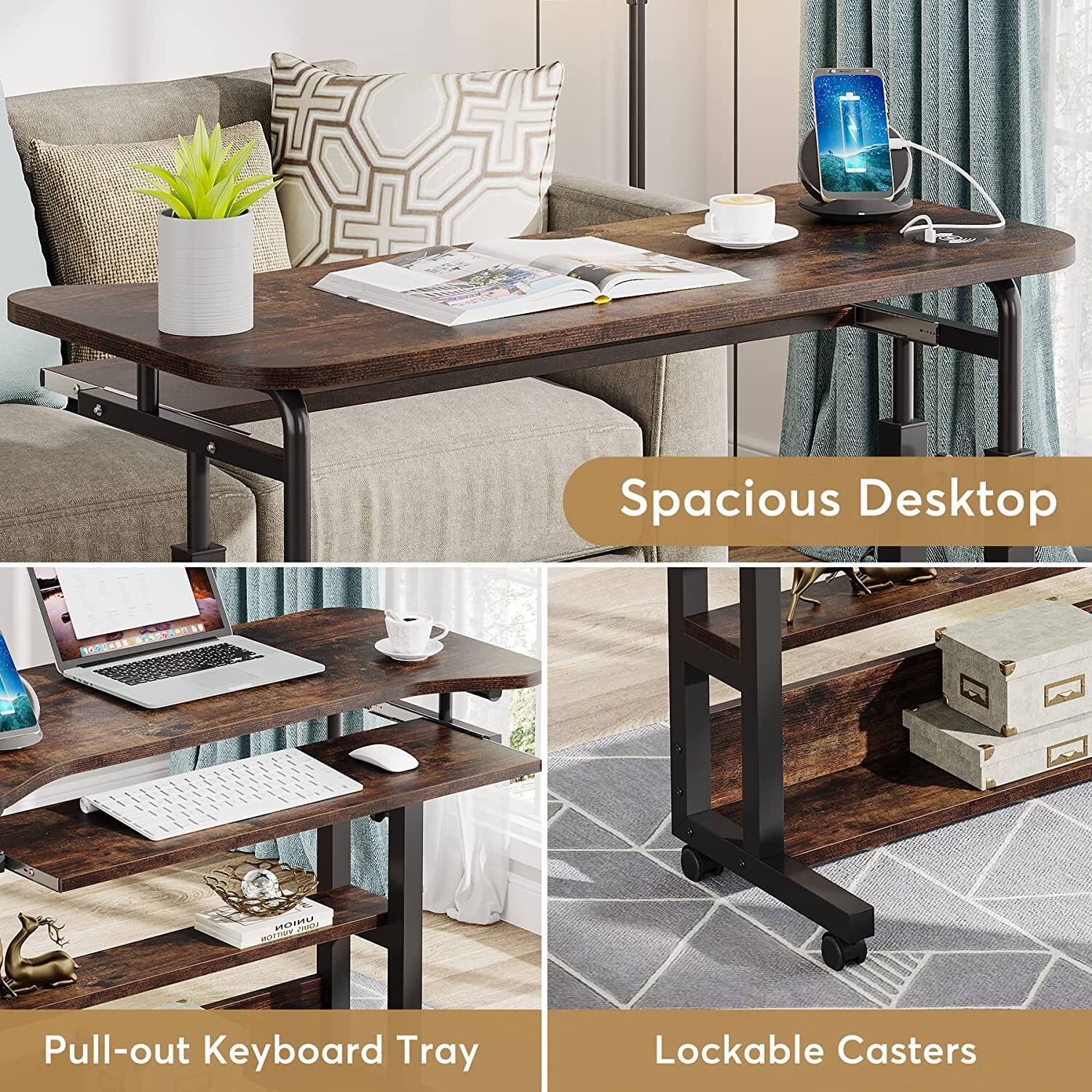 Spacious Desktop

BOOSADA LESSA

N UNION your VUITTON

Pull-out Keyboard Tray

Lockable Casters