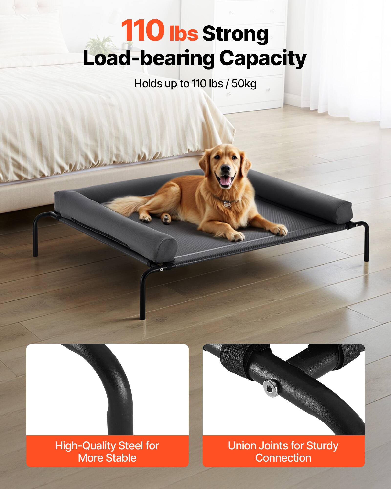 110 lbs Strong Load-bearing Capacity  
Holds up to 110 lbs / 50kg  

High-Quality Steel for More Stable  

Union Joints for Sturdy Connection