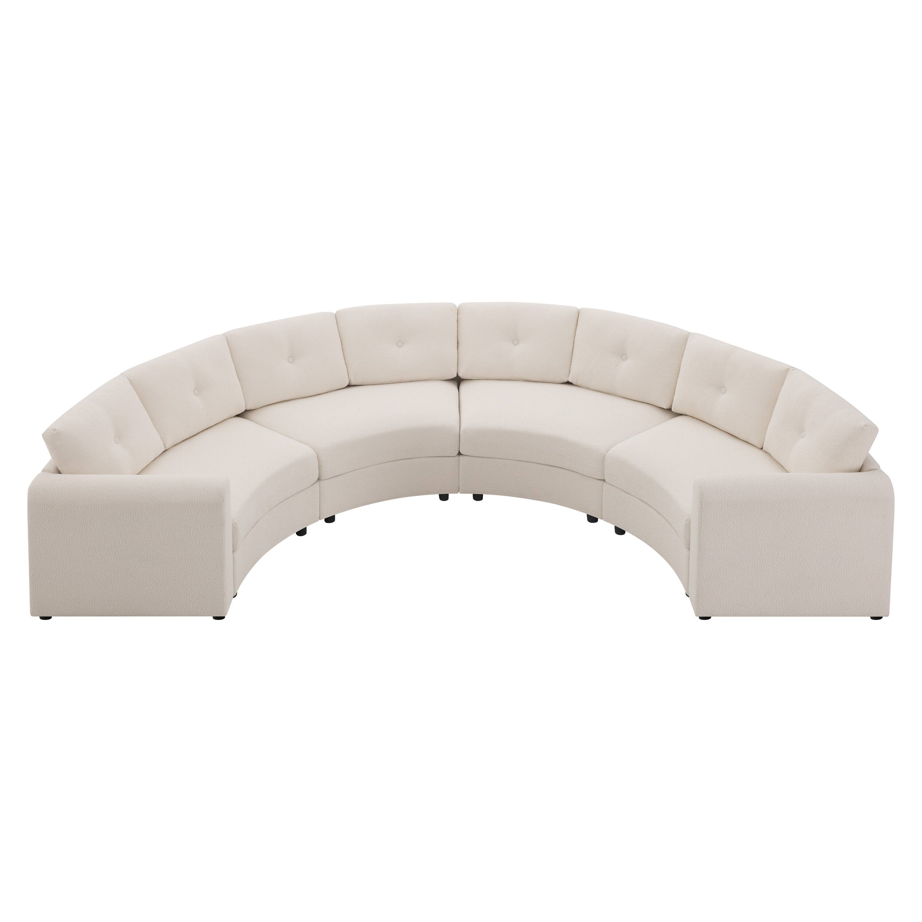 Back. Whisen - 4-Piece C-Shaped Semicircular Sectional Sofa Couch with Button Tufted Back for Living Room - Beige.