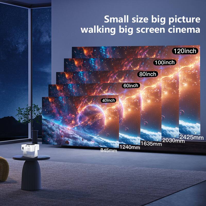 Small size big picture walking big screen cinema  
120inch  
100inch  
80inch  
60inch  
40inch  
2425mm  
2030mm  
1635mm  
1240mm  
845mm