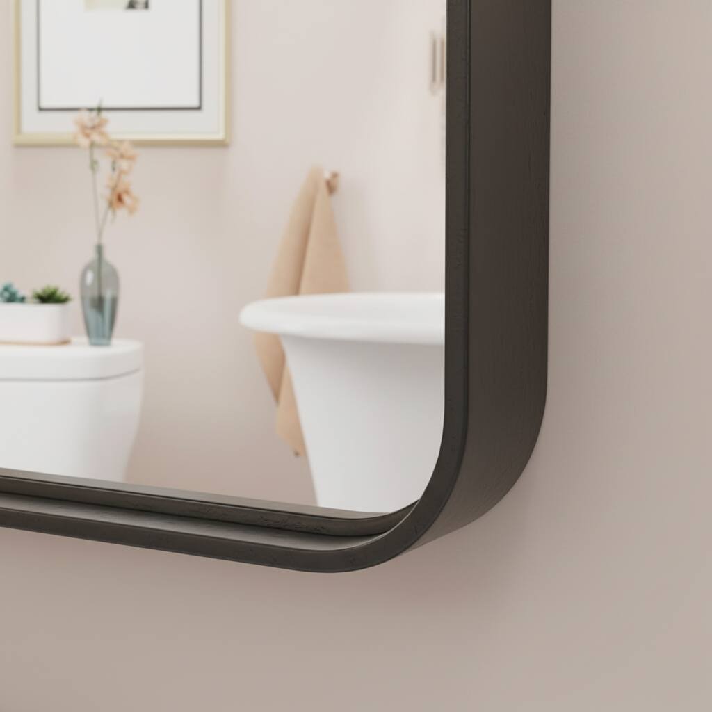 Left. AOITUN - Black Metal Framed Bathroom Vanity Mirrors - Modern Decor for Daily Use.