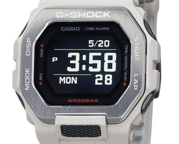 G-SHOCK  
CASIO  
VIBE ALARM  

DISP  
MODE  
FWD  
REV  

5/20  
3:58  
MON 28  

TIDE/MOON/SUN  
TIDE  
MOON  
SUN  

START  
LAP  

WR20BAR