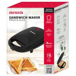 Aiwa - Single Sandwhich MakerAiwa Single Sandwich Maker with Cool-Touch Handle & LED Indicator Light - Black