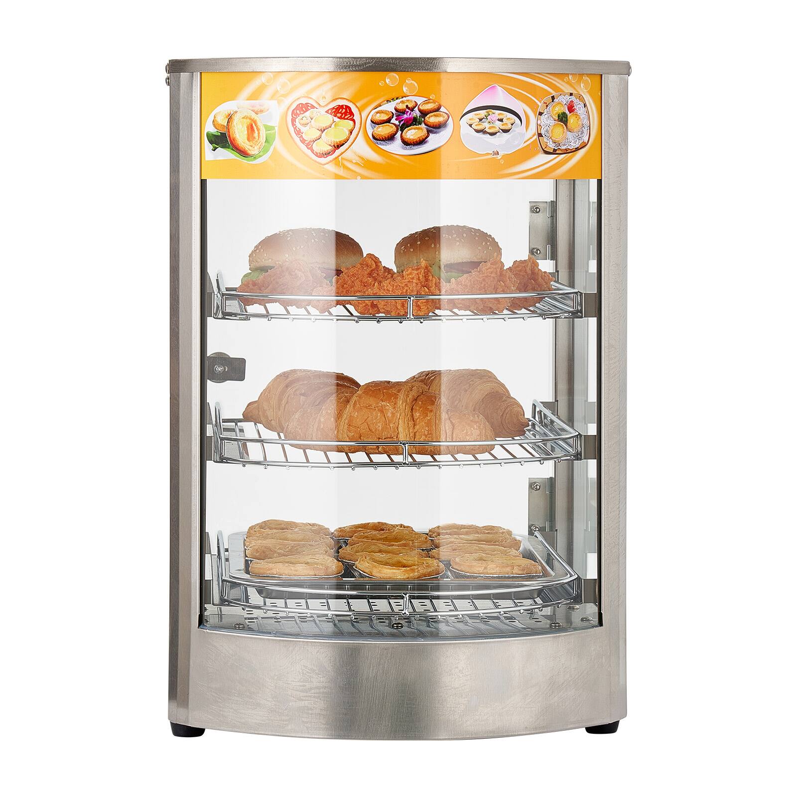 Alt View 5. VEVOR - 3-Tier Commercial Food Warmer Display, 800W Food Display Warmer with LED Light, Adjustable Shelf and Stainless Steel - Stainless steel color.