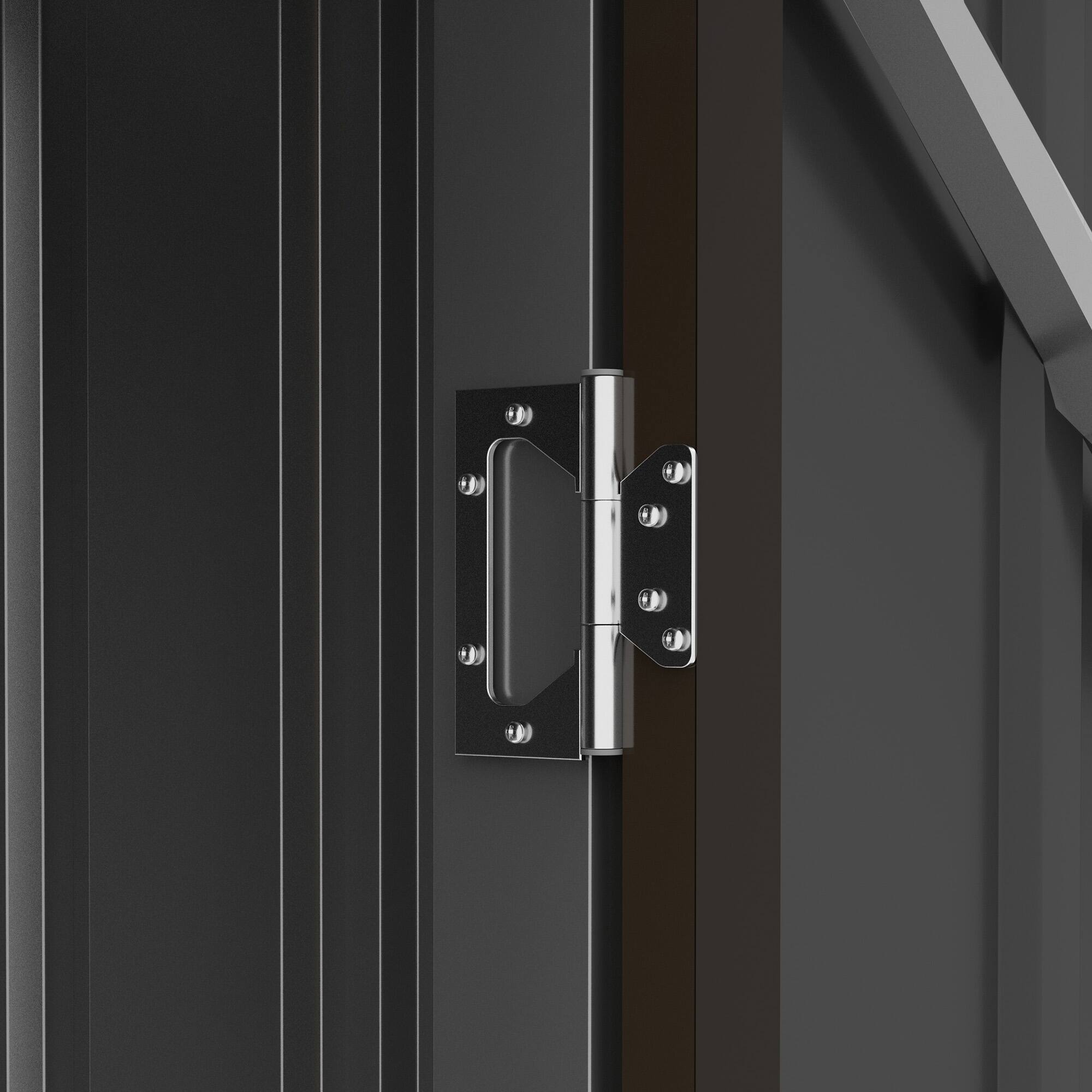 Alt View 8. Outsunny - 3.3' x 3.4' Outdoor Storage Shed, Metal Garden Tool House with Sloping Roof and Lockable Door for Backyard, Bike, Patio.