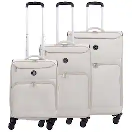 Martha Stewart - 3-Piece Softside Luggage Set – 22" Carry-On, 27" Medium, 31" Large – 8 Spinner Wheels, Expandable Softshell - LIGHT GREY