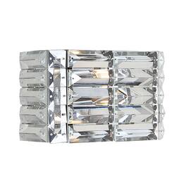 Jonathan Y - Evelyn Crystal Rectangle 10" 1-Light Iron/Crystal Glam Modern LED Vanity Light - Chrome