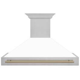ZLINE Autograph Edition - 48 inches - Externally Vented - Wall Range Hood - Satin Stainless Steel with White Matte Shell