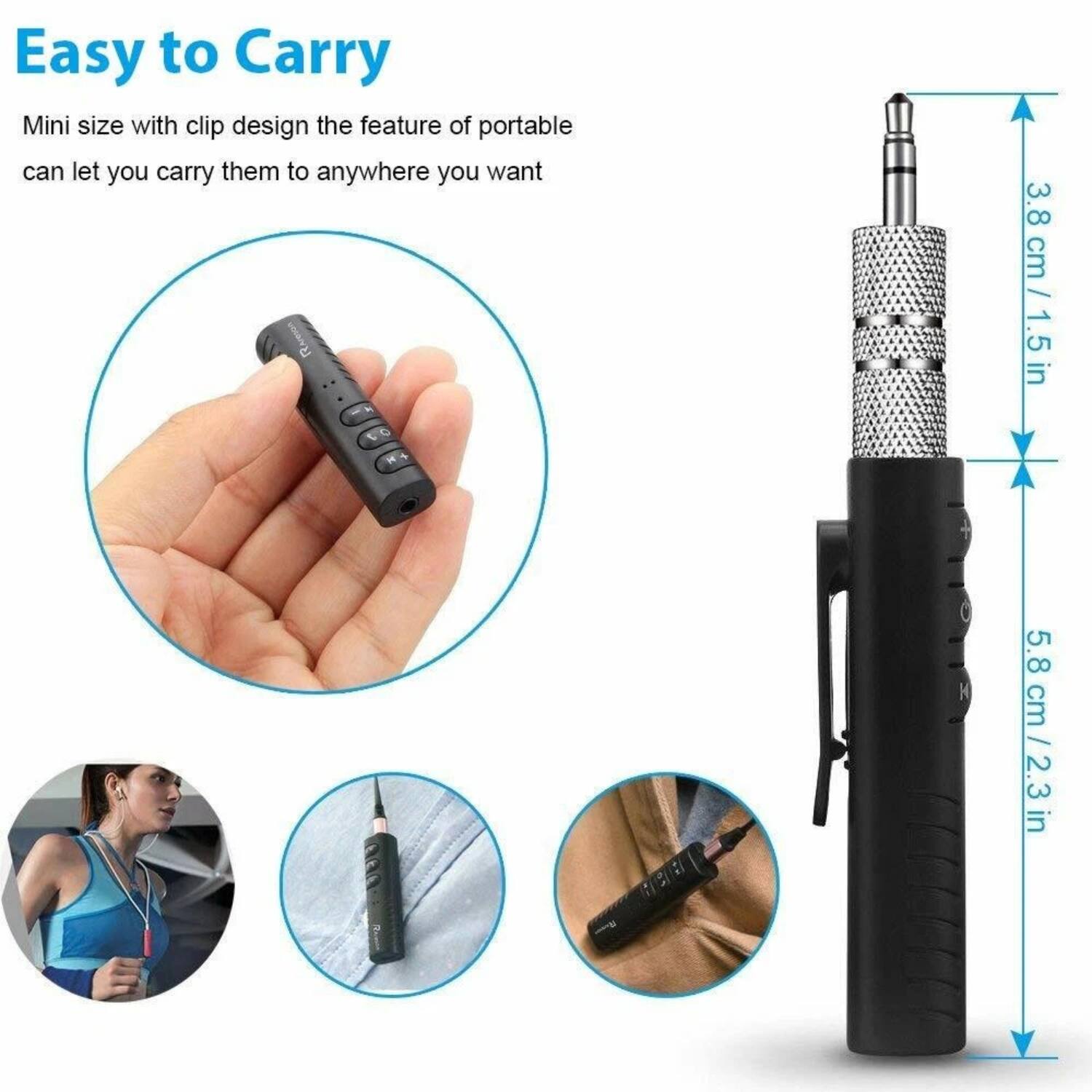 Easy to Carry Mini size with clip design, the feature of portable can let you carry them to anywhere you want. Mini size with clip design, the feature of portable can let you carry them to anywhere you want. 3.8 cm / 1.5 in H 5.8 cm / 2.3 in.