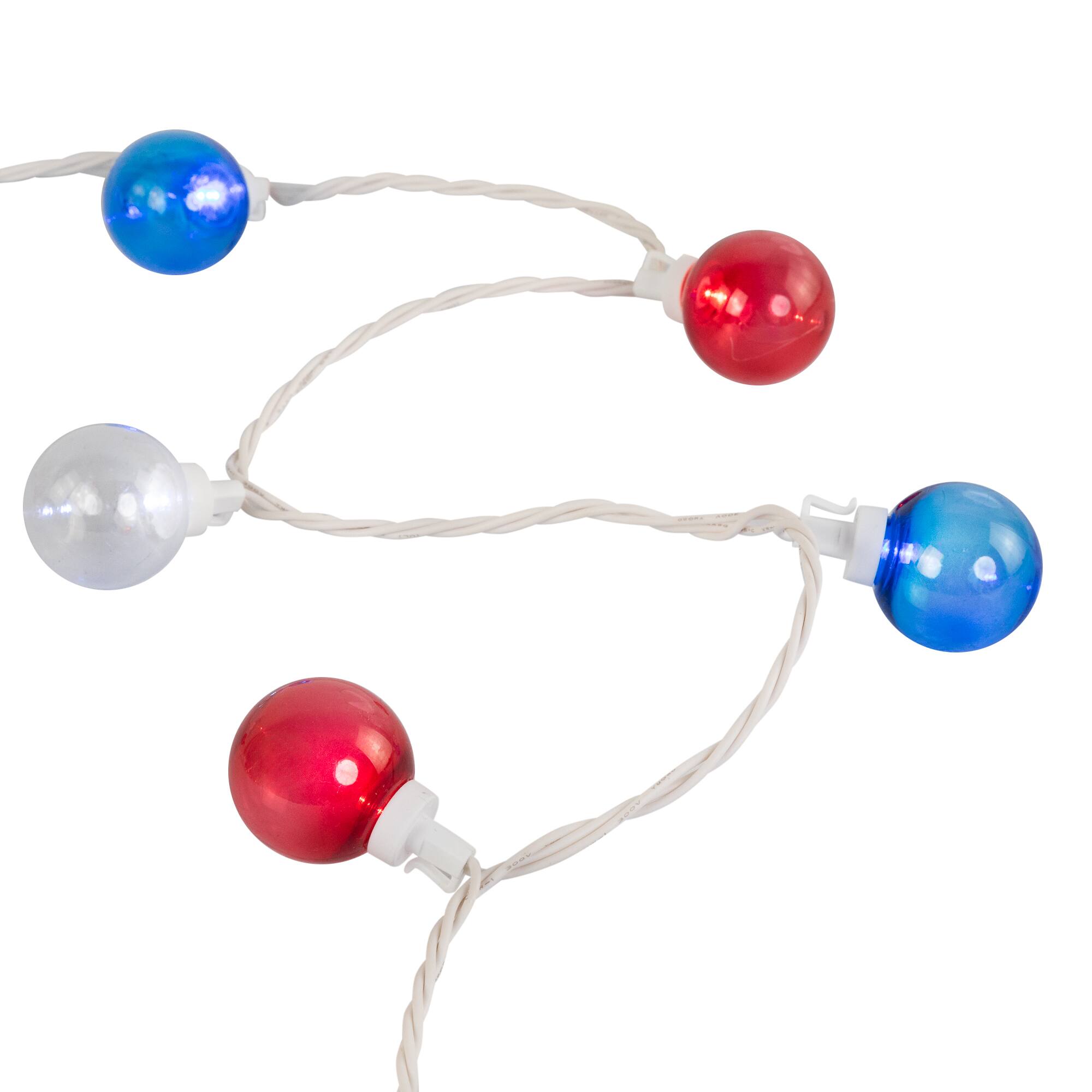 Alt View 1. Northlight - Patriotic LED G40 Christmas Lights - Red, White and Blue - 11' White Wire - 25ct - Blue.
