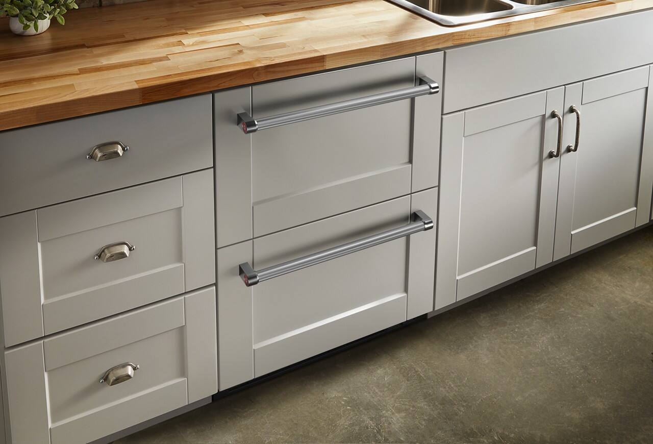 Back. KitchenAid - 4.29 Cu. Ft. Built-In Mini Fridge with Double-Drawer Refrigerator/Freezer - Custom Panel Ready.