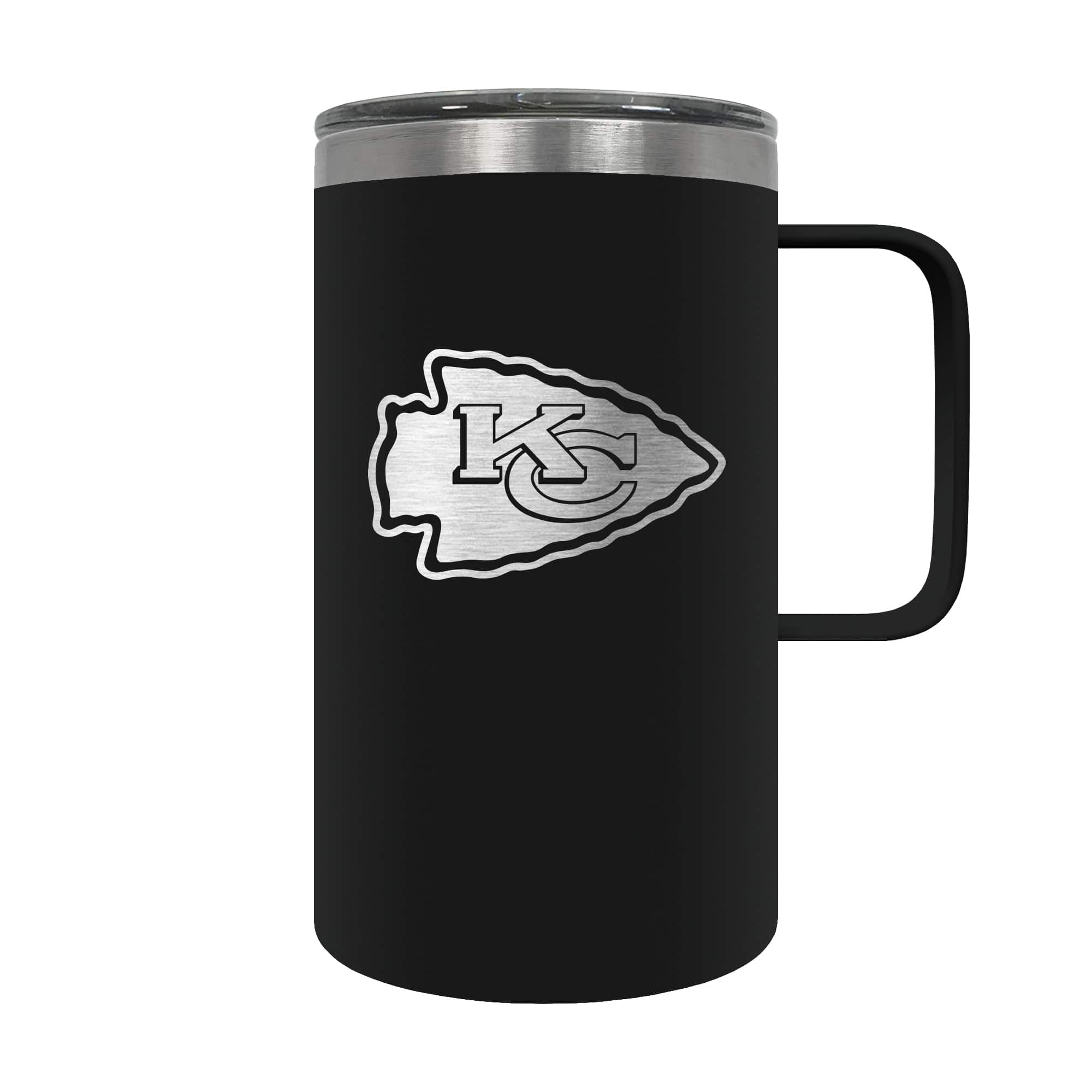 Front. Great American Products - Kansas City Chiefs 18oz. Hustle Travel Mug - Black.