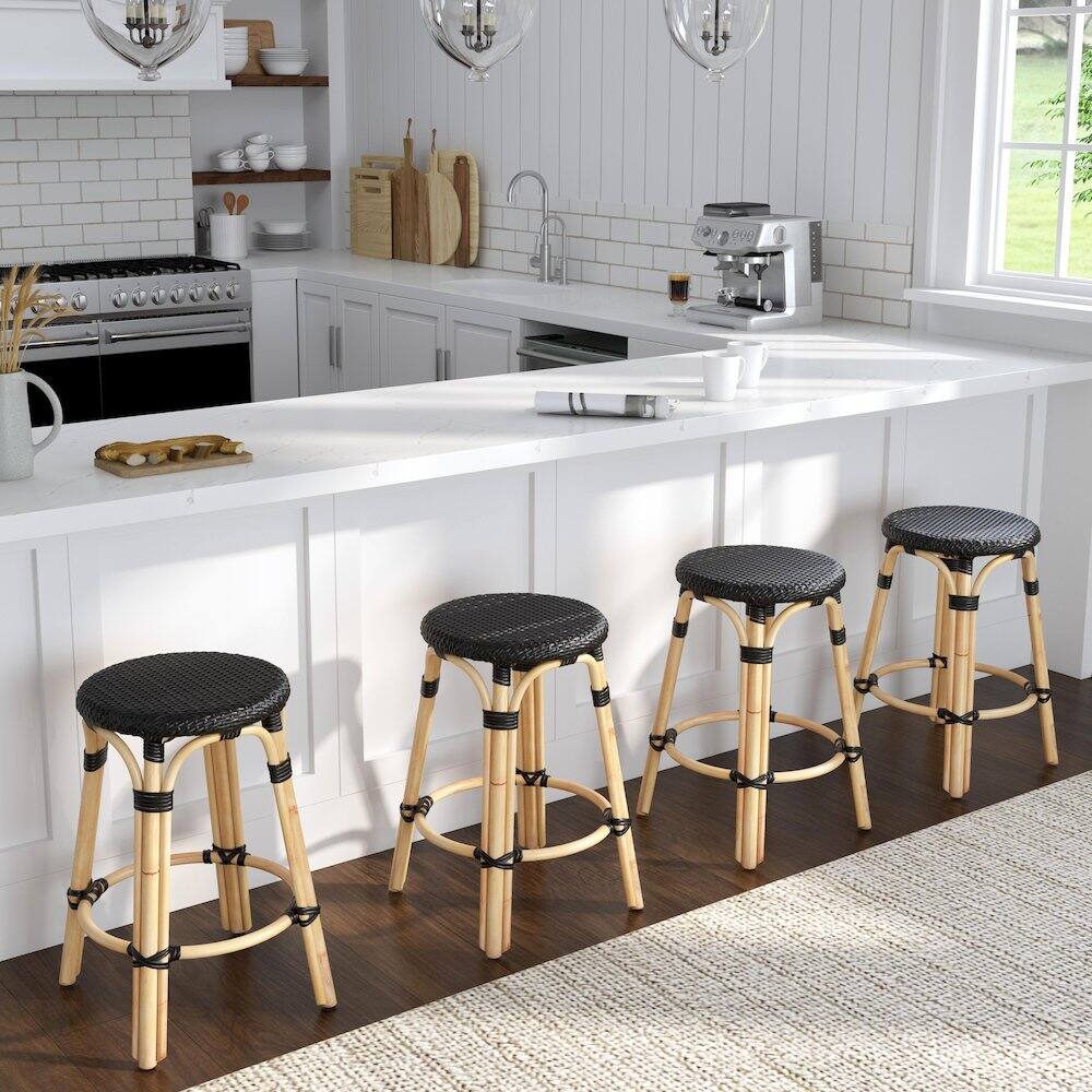 Alt View 4. Butler Specialty - Tobias Rattan Round 24" Counter Stool - Black.
