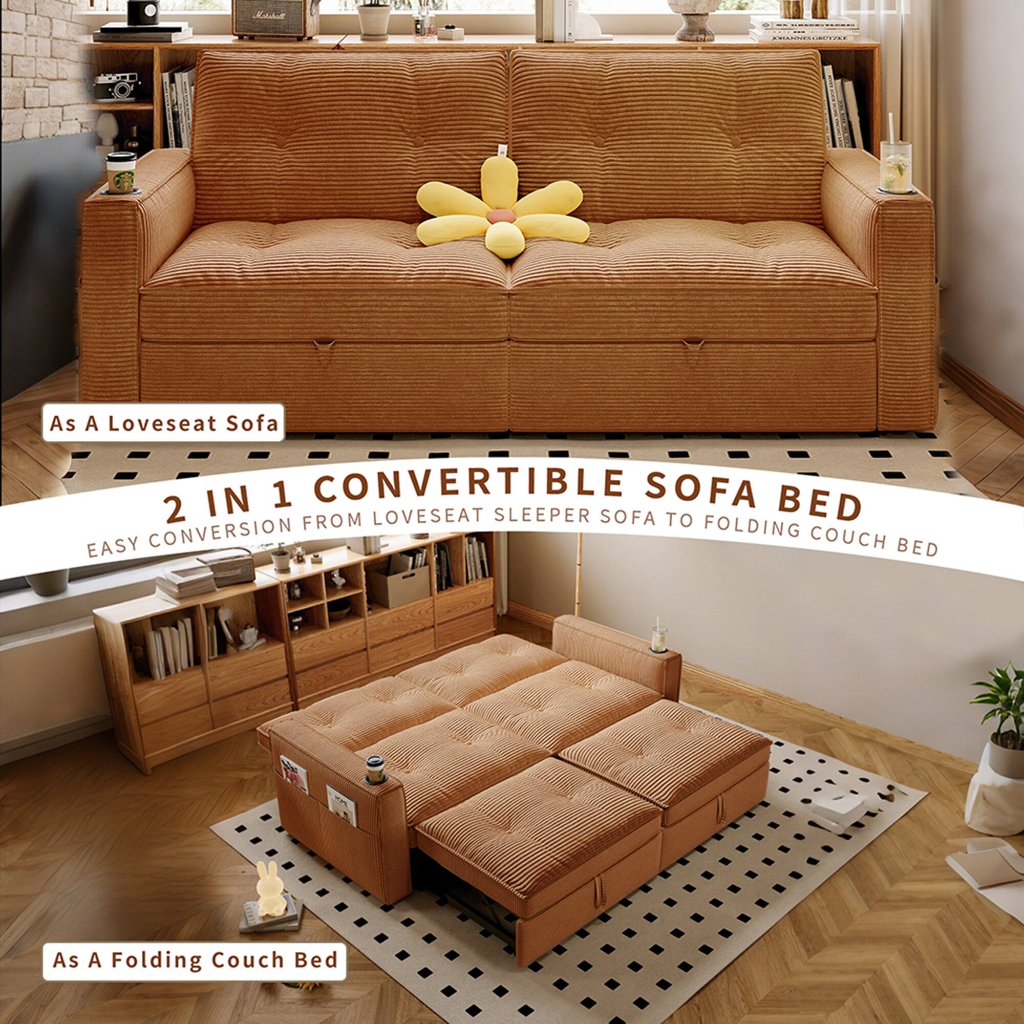 As A Loveseat Sofa

2 IN 1 CONVERTIBLE SOFA BED
EASY CONVERSION FROM LOVESOFA SLEEPER SOFA TO FOLDING COUCH BED

As A Folding Couch Bed