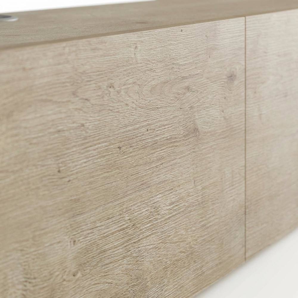 Alt View 4. FurniFact - Modern Brown Floating TV Stand Wall Mounted for 80 Inch TVs with Wooden Veneers - Beige.