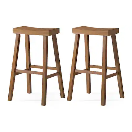 Front. Maven Lane - Maven Lane Vincent Wooden Rustic Aesthetic Kitchen Bar Stool, Set of 2 - Antiqued Natural.