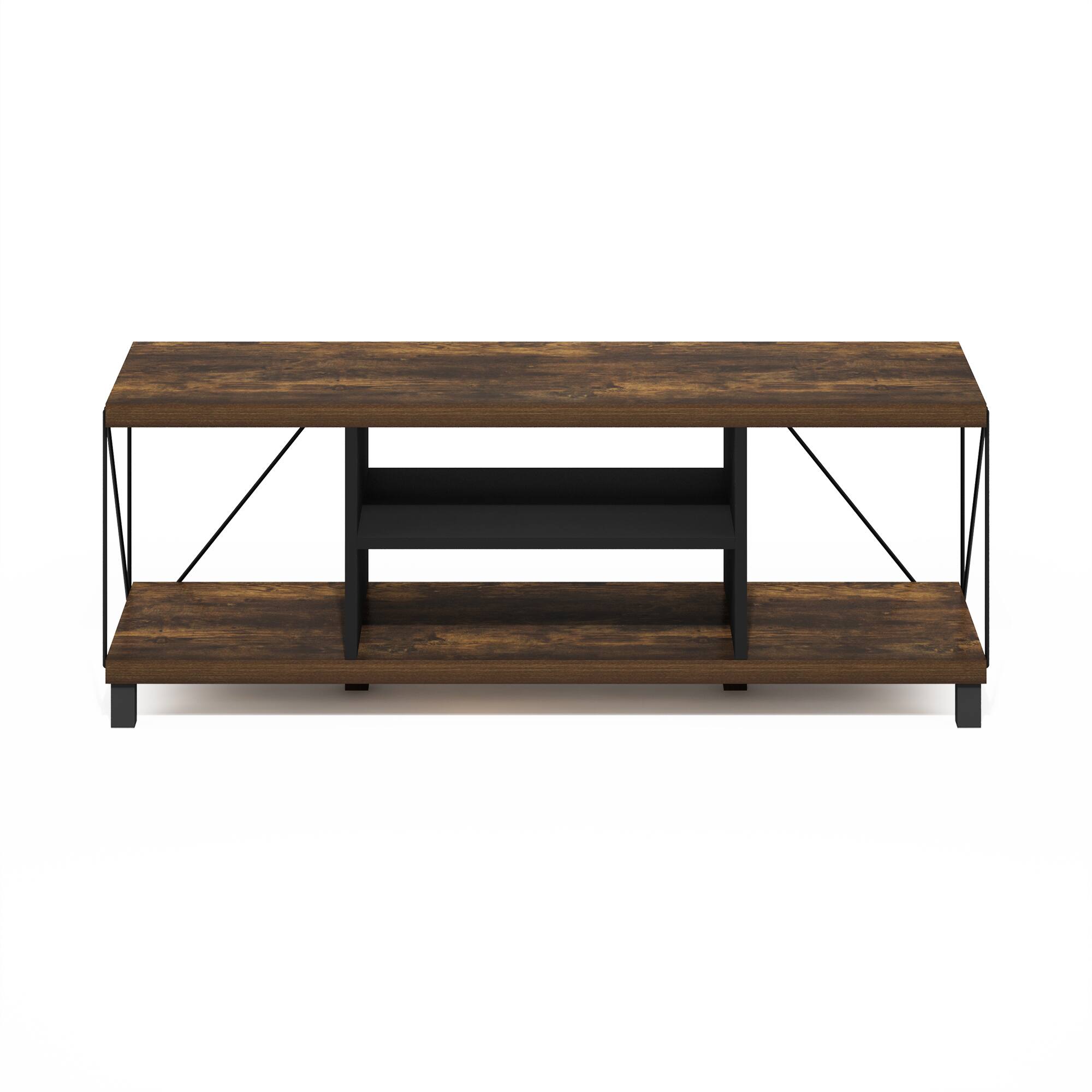 Alt View 2. Furinno - Besi No Tools Assembly Industrial Style TV Stand, Entertainment Center for 50 inch TV - Amber Pine/Black.
