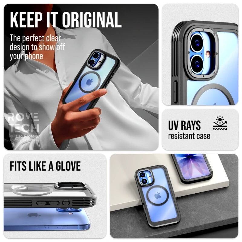 KEEP IT ORIGINAL  
The perfect clear design to show off your phone  

ROVE TECH  
Built to Protect  

UV RAYS resistant case  

FITS LIKE A GLOVE