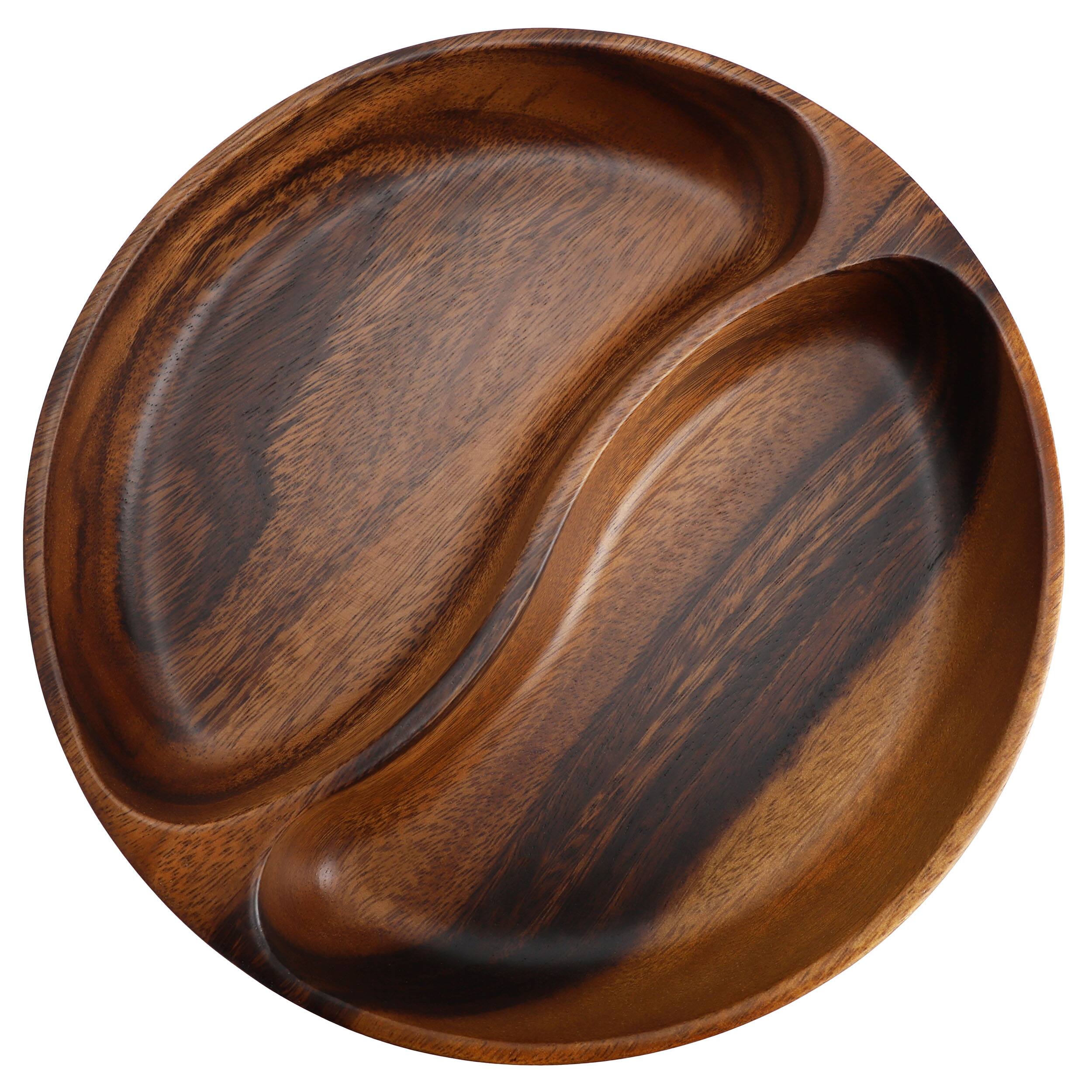 Alt View 1. MegaChef - MegaChef 10 Inch Acacia Wood Divided Serving Bowl in Dark Brown - Brown.
