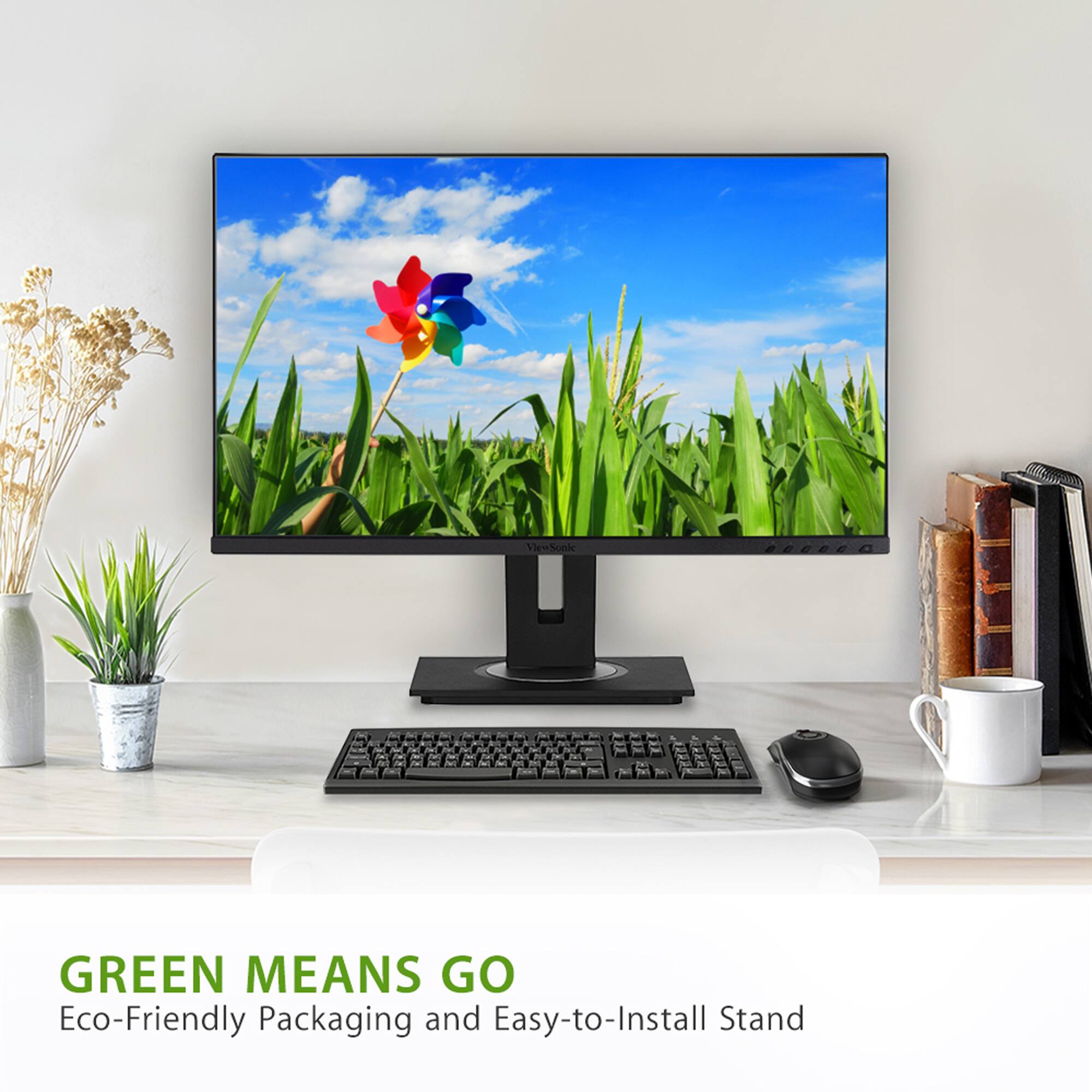ViewSonic GREEN MEANS GO Eco-Friendly Packaging and Easy-to-Install Stand