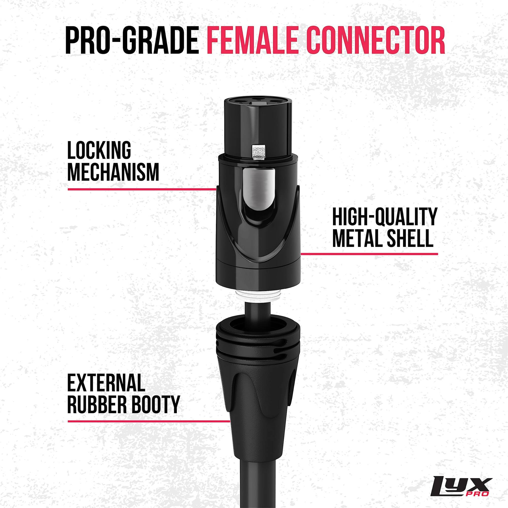 PRO-GRADE FEMALE CONNECTOR LOCKING MECHANISM HIGH-QUALITY METAL SHELL EXTERNAL RUBBER BOOTY LYX PRO
