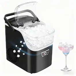 SenCre - Nugget Ice Maker Countertop with Handle, Ready in 5 Mins, 30lbs Per Day, Removable Top Cover - Black