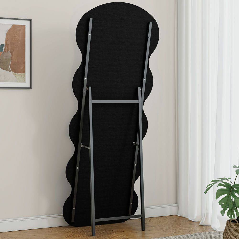 Left. Kadyn - Flannel Wave Rose Full Length Floor Mirror with Stand, Chic Hanging/Freestanding Mirror for Bedroom/Living Room, Rose.