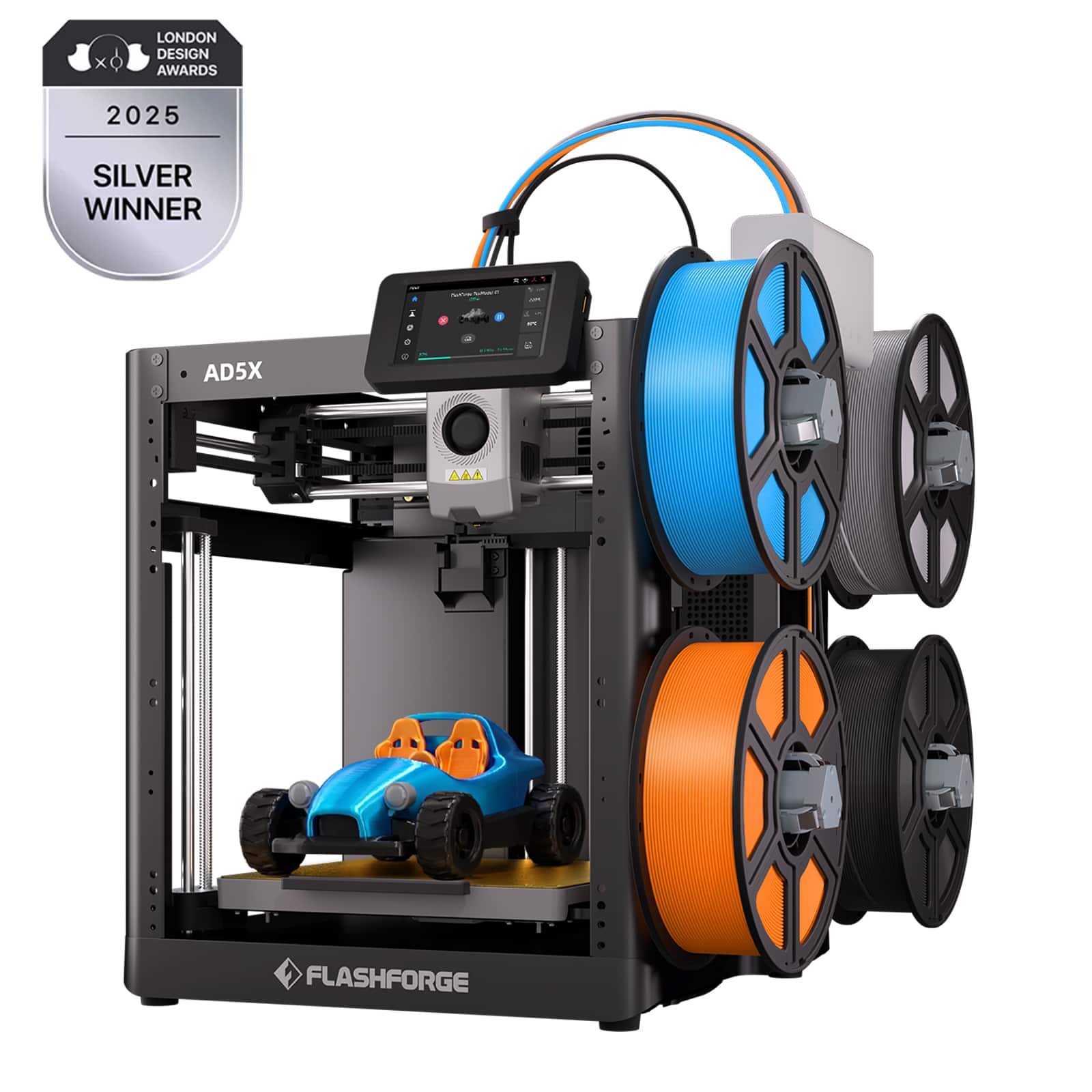 Flashforge - AD5X IFS 3D Printer: Multi-Color Auto-Feed, 600mm/s Speed, 300°C Extruder, Auto-Level, 220mm³ & Wi-Fi/App Control - Black