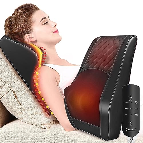 DORLUKFU - Back Massager with Heat, 3D Kneading Massage Pillow for Back, Neck, Shoulder, Leg Pain Relief Deep Tissue, Gifts for