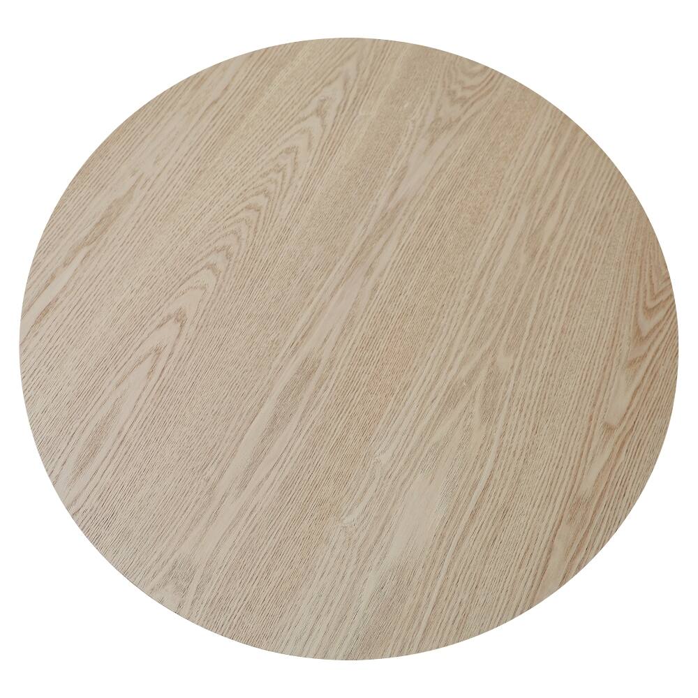 Alt View 6. Loheer - Loheer Mid Century Modern Fluted Coffee Table, Round Center Table with Hidden Storage, 31.5 Inch Natural Wood - Natural Wood.