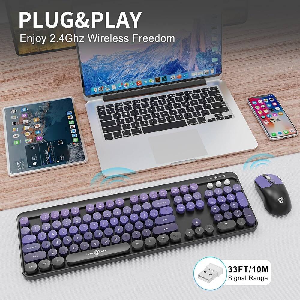 MOSZAR LLC Wireless Keyboard and Mouse Combo 2.4G Full Sized