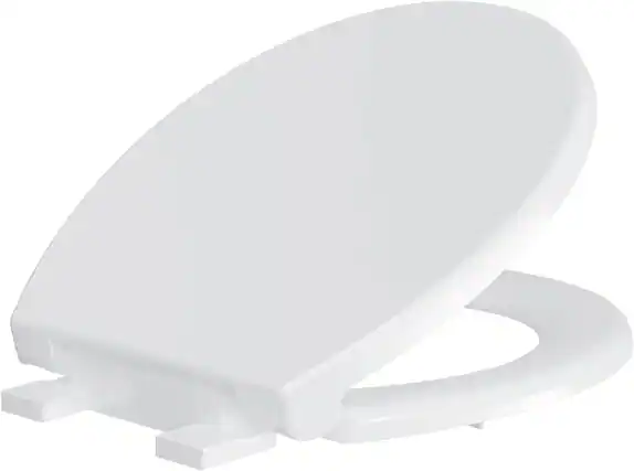 Front. Jojoka - Quick Release 17 Inch White Flat Front Toilet Seat Round Soft Close Quick Install - White.