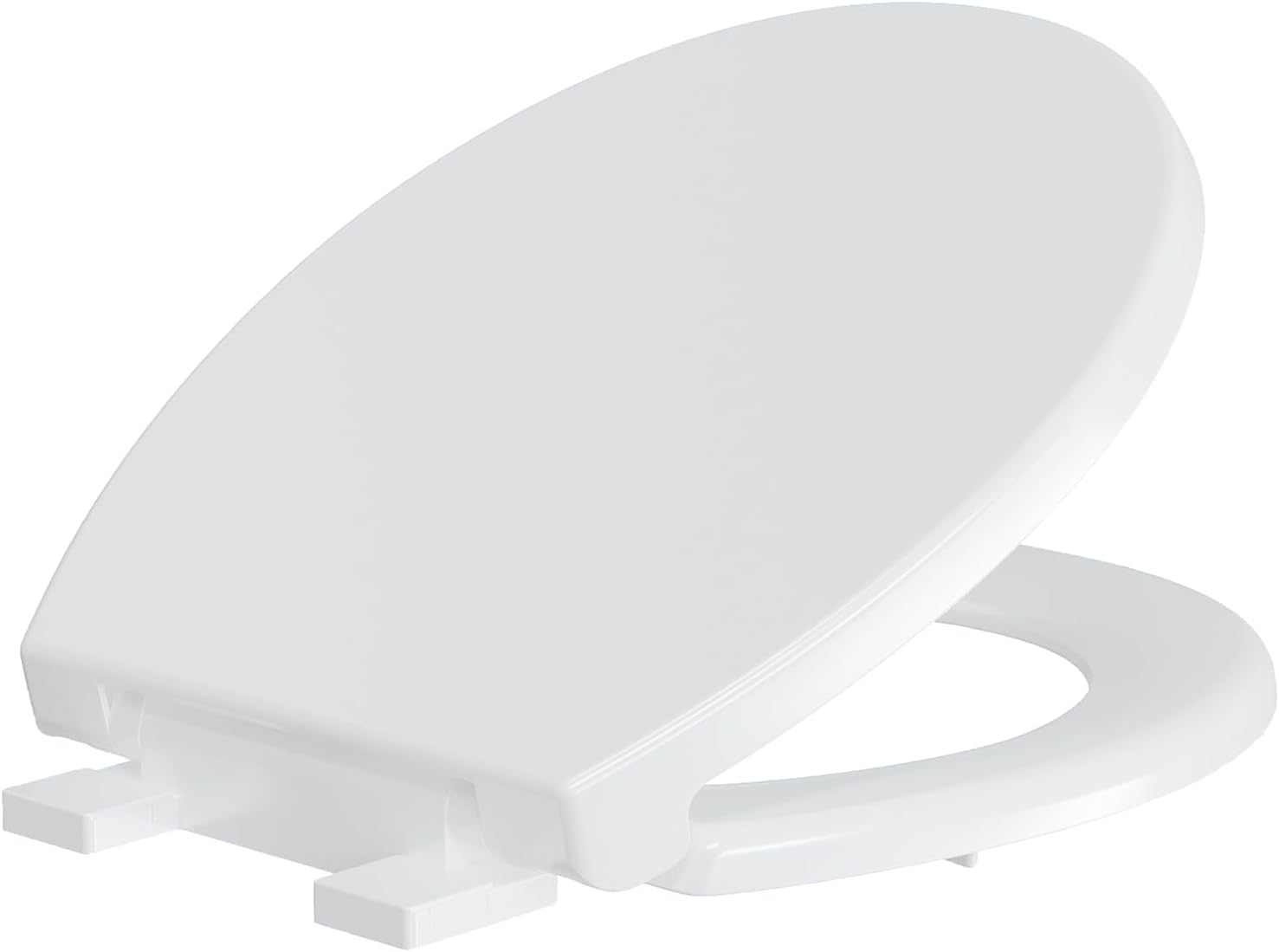 Front. Jojoka - Quick Release 17 Inch White Flat Front Toilet Seat Round Soft Close Quick Install - White.