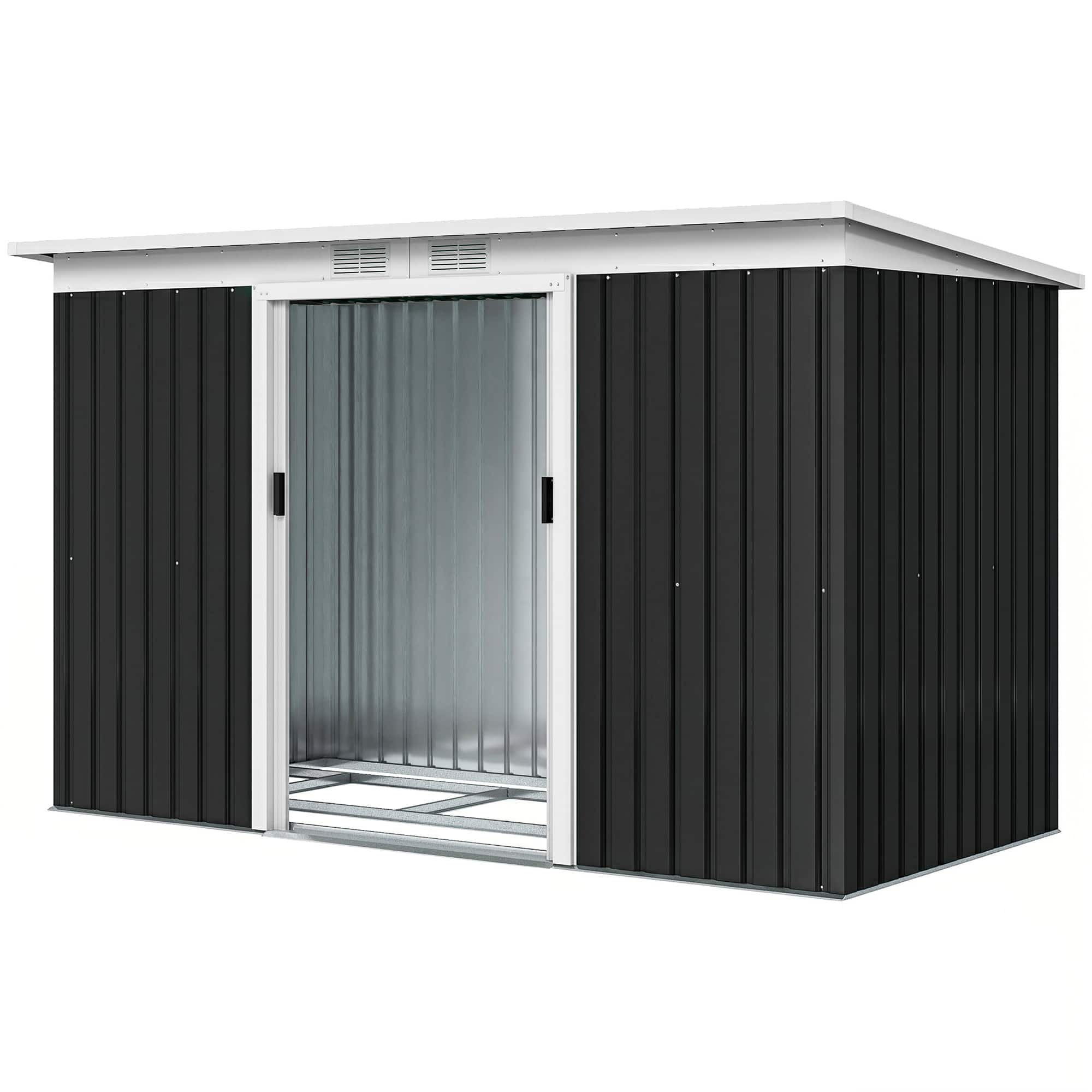 Outsunny - x 4' Metal Outdoor Storage Shed, Tool House with Double Lockable Doors for Backyard, Patio, Lawn, Garage