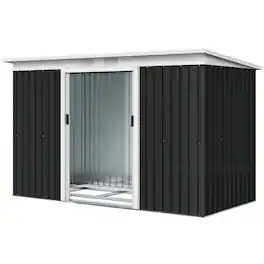 Outsunny - x 4' Metal Outdoor Storage Shed, Tool House with Double Lockable Doors for Backyard, Patio, Lawn, Garage