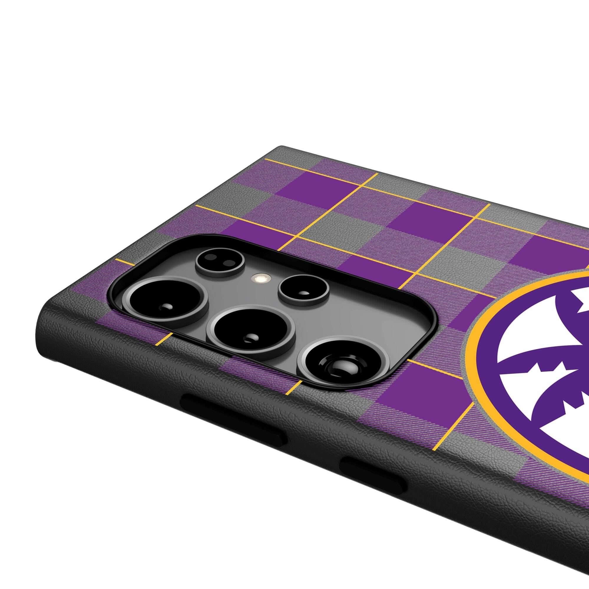 Alt View 3. Keyscaper - Los Angeles Sparks Plaid Galaxy Magnetic Bump Case - S24 - Black.
