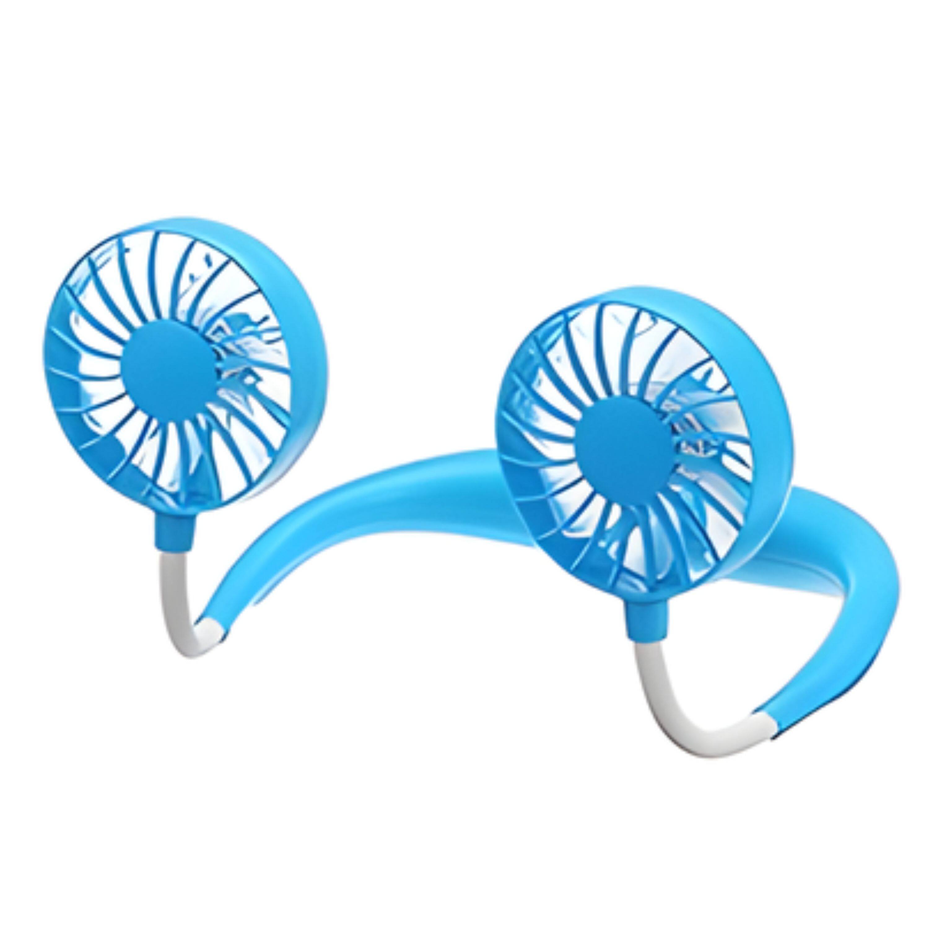 Left. Kitcheniva - Cordless Breezy Mini Collar Fan With Double Cooling And Lightweight Comfort - BLUE.